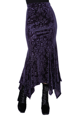 Roses Are Dead Velvet Maxi Skirt [PLUM] - Resurrect