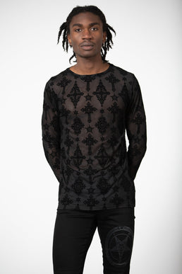 Crossed Mesh Long Sleeve Top - Resurrect