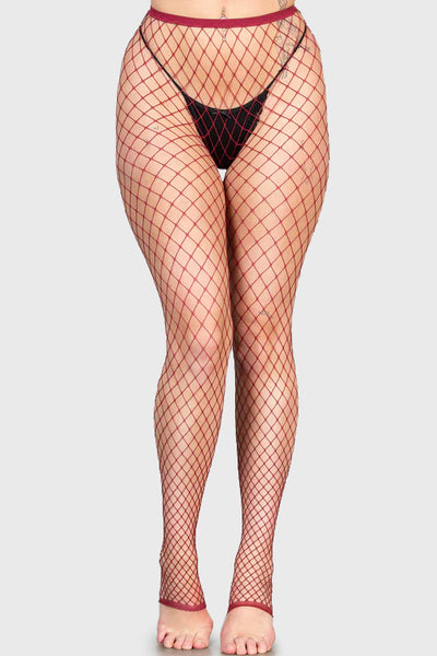 All Caught Up Fishnet Leggings [BURGUNDY]