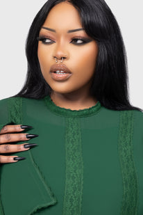 Begone Long Sleeve Mini Dress [GREEN]