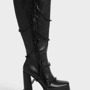 Gloomed & Doomed Knee High Boots