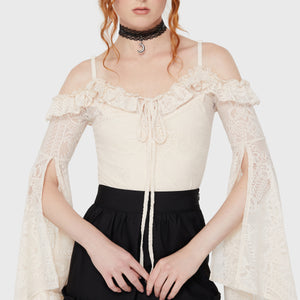 Breathless Lace Bardot Top [IVORY]