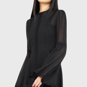 Begone Long Sleeve Mini Dress [BLACK]