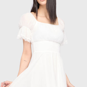 Celestial Night Off The Shoulder Mini Dress [White]