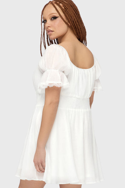 Celestial Night Off The Shoulder Mini Dress [White]