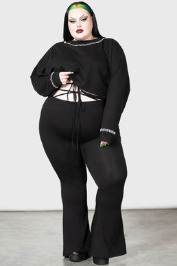 Floerns Women's Plus Size Velvet Flare Leg Pants Solid Bell Bottom Trousers  Black 0XL at  Women's Clothing store