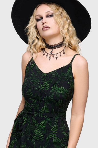 Cottage Chorus Maxi Dress [BLACK/GREEN] | Killstar