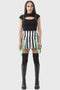 Distressed Stripe Pleated Mini-Skirt