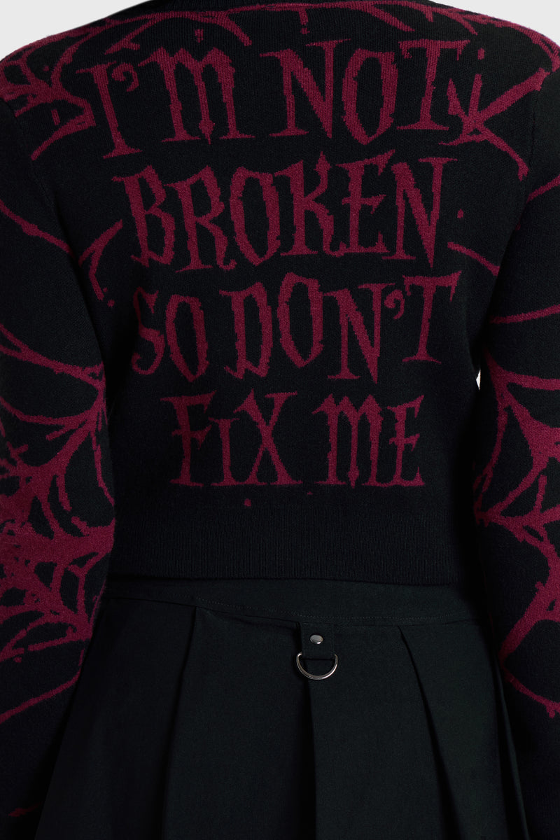 DON'T FIX ME SHRUNK KNIT CARDI