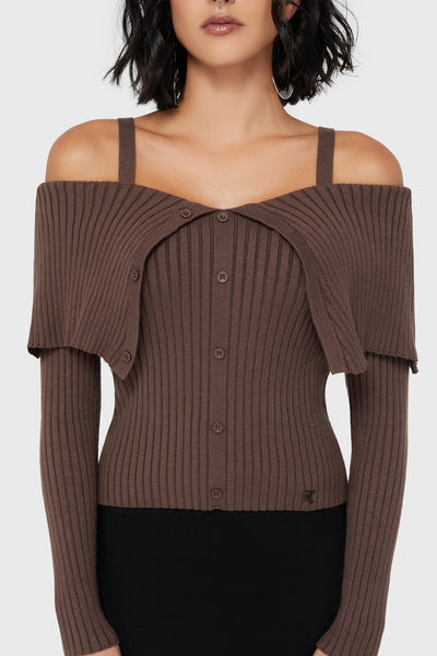 Dusk Empress Knit Top [Brown]