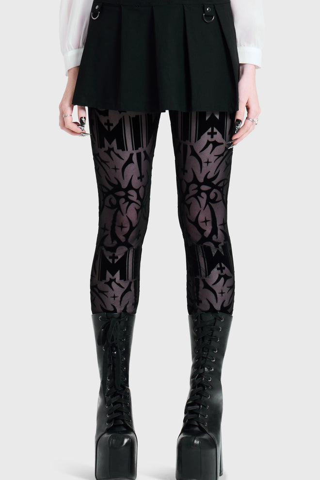 ETERNALLY YOURS FLOCKED MESH LEGGINGS