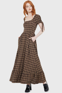Grim Gretchen Dress [BROWN TARTAN]