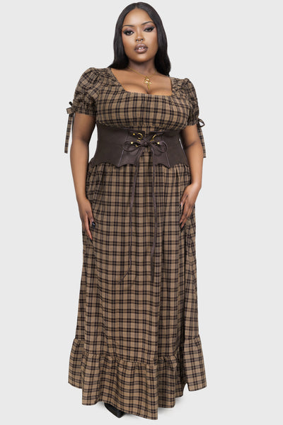 Grim Gretchen Dress [BROWN TARTAN]