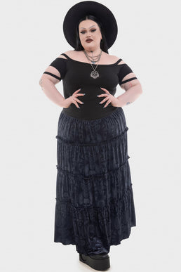 Half Vamp Maxi Skirt [PLUS]