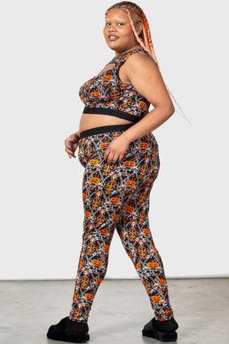 Orange Spider Web Tights for Halloween From Small Sizes to Plus Size. -   UK