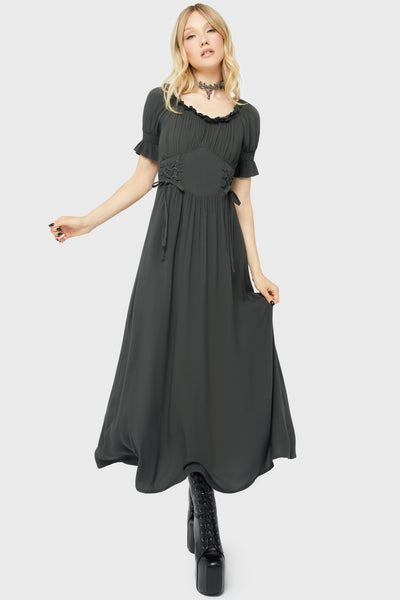 Jocasta Maxi Dress Short Sleeve [GREEN]