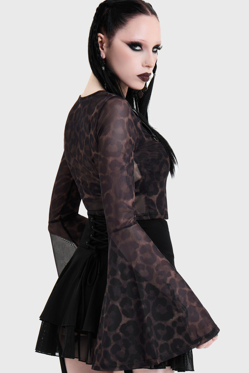 Leopard Flared Sleeve Top