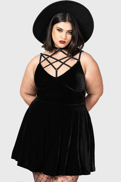 magica skater dress killstar Magica Black Lilly Skater Dress
