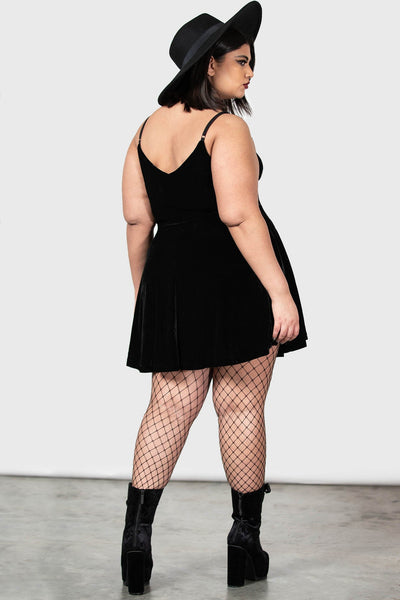 magica skater dress killstar Killstar Magica Velvet Pentagram Skater Dress Black