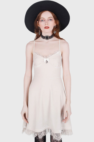 Moonstruck Velvet Skater Dress [Ivory]