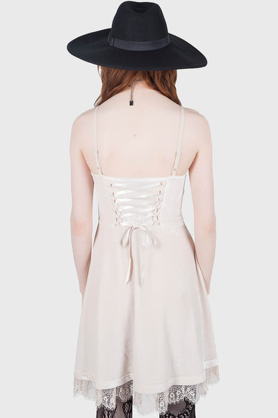 Moonstruck Velvet Skater Dress [Ivory]