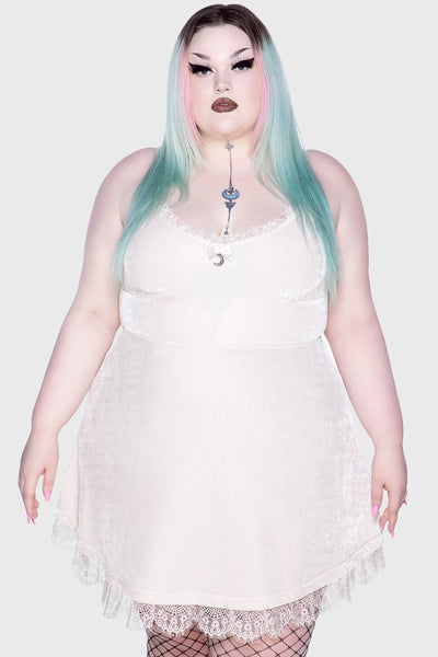 Moonstruck Velvet Skater Dress [Ivory]