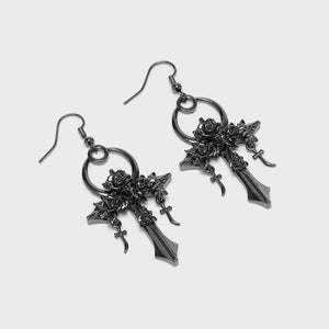 Mourning Ankh Earrings