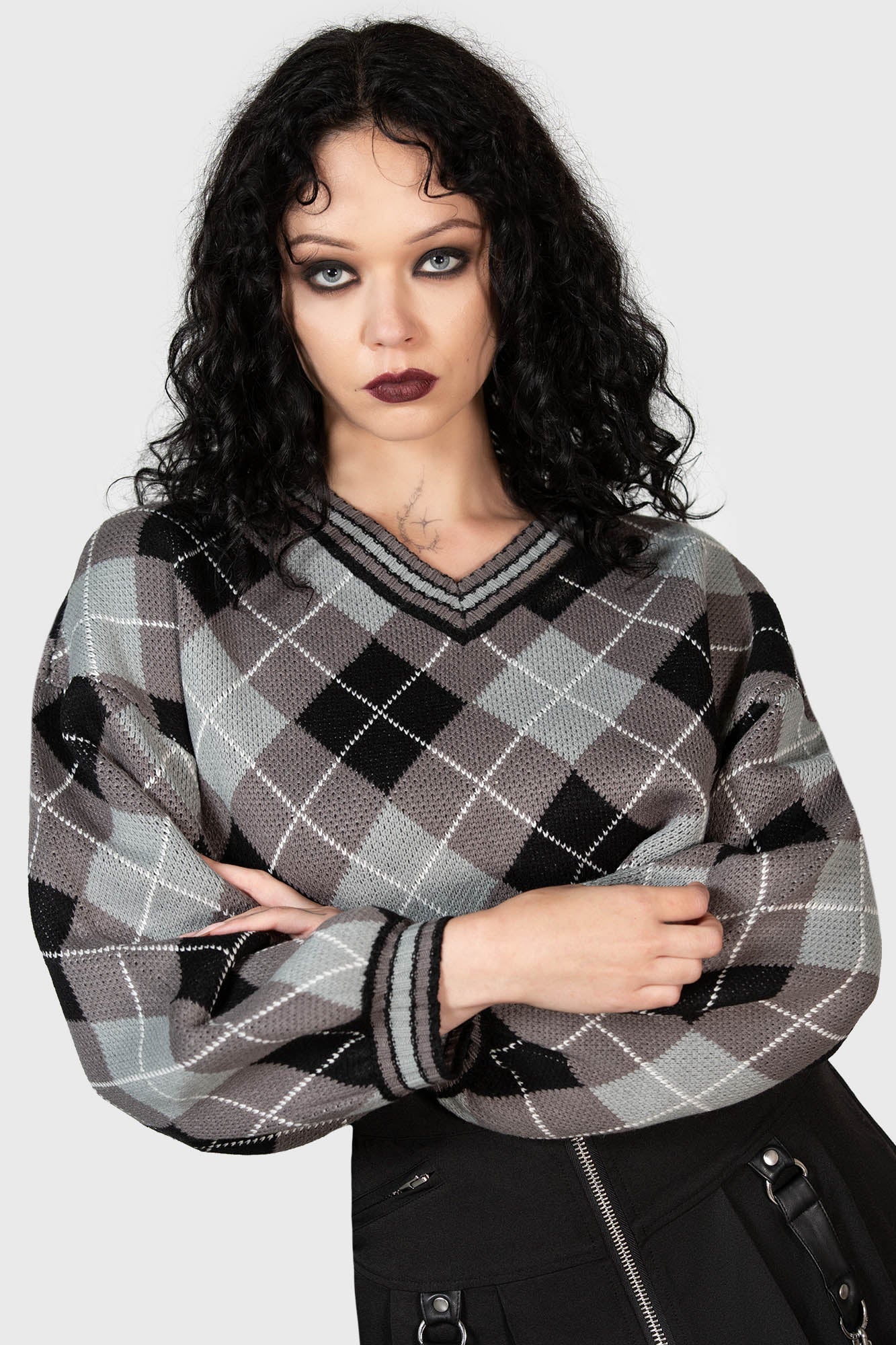 Nasiv Argyle Knit Top | Killstar