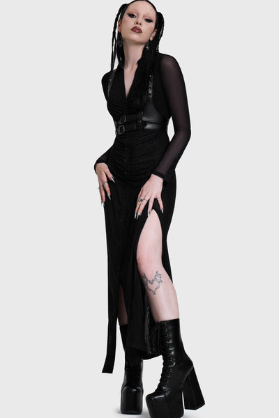 Noir Ruin Mesh Maxi Dress