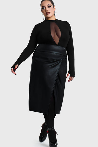 Noir Ruin Split Midi Skirt