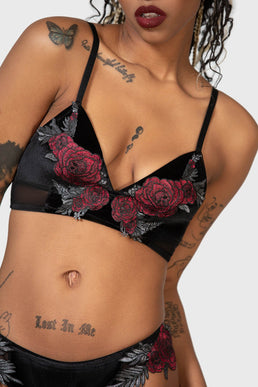 Black velvet lace bra with moon, KILLSTAR sexy gothic lingerie > NEW WITCH  - KILLS0202