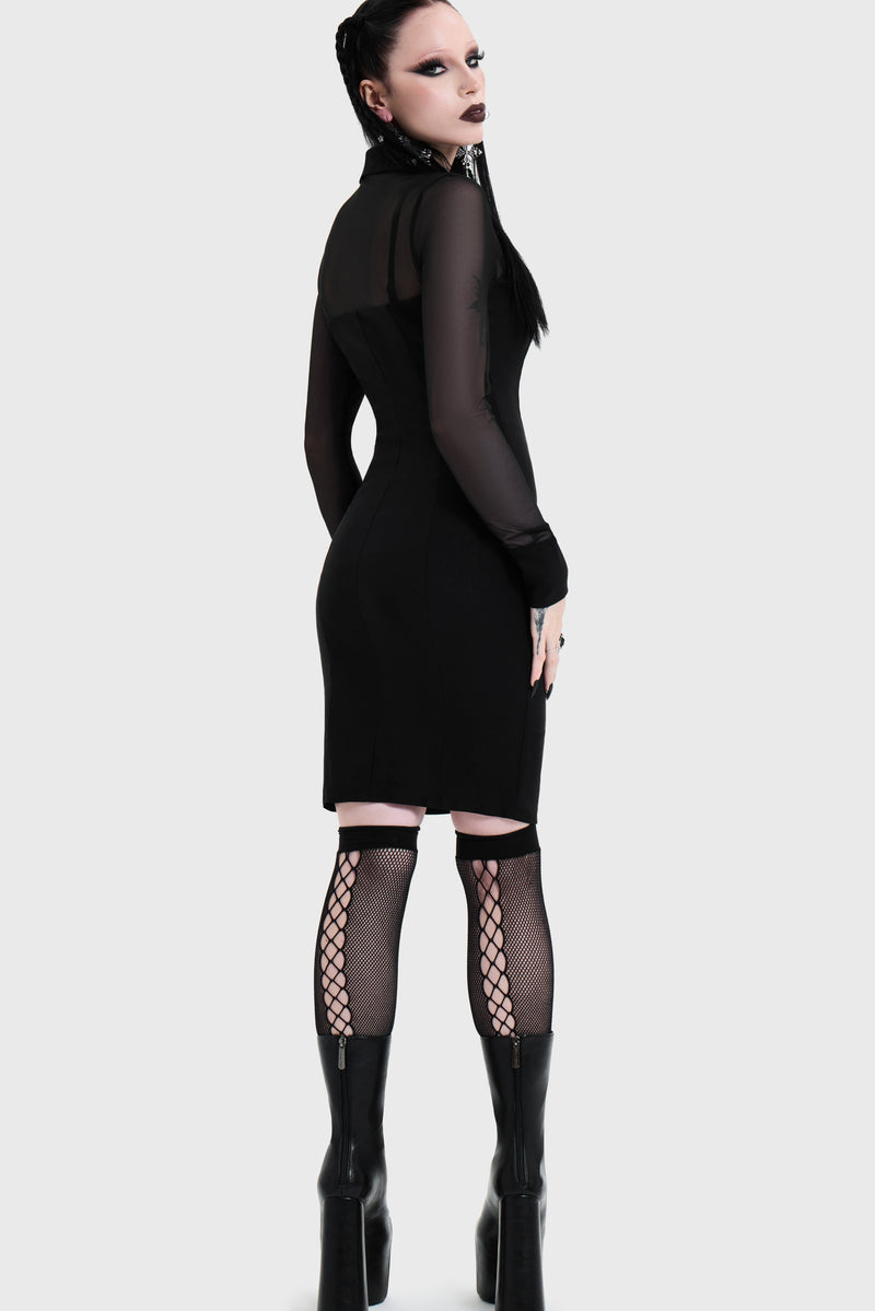 Shadow Bodycon Button Up Midi Dress