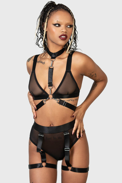 Women Leather Harness BDSM Goth Lingerie Suspender Bra Straps Waist Belt EAA