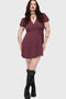 The Hollow Embroidered Mini Dress [Purple]