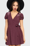 The Hollow Embroidered Mini Dress [Purple]