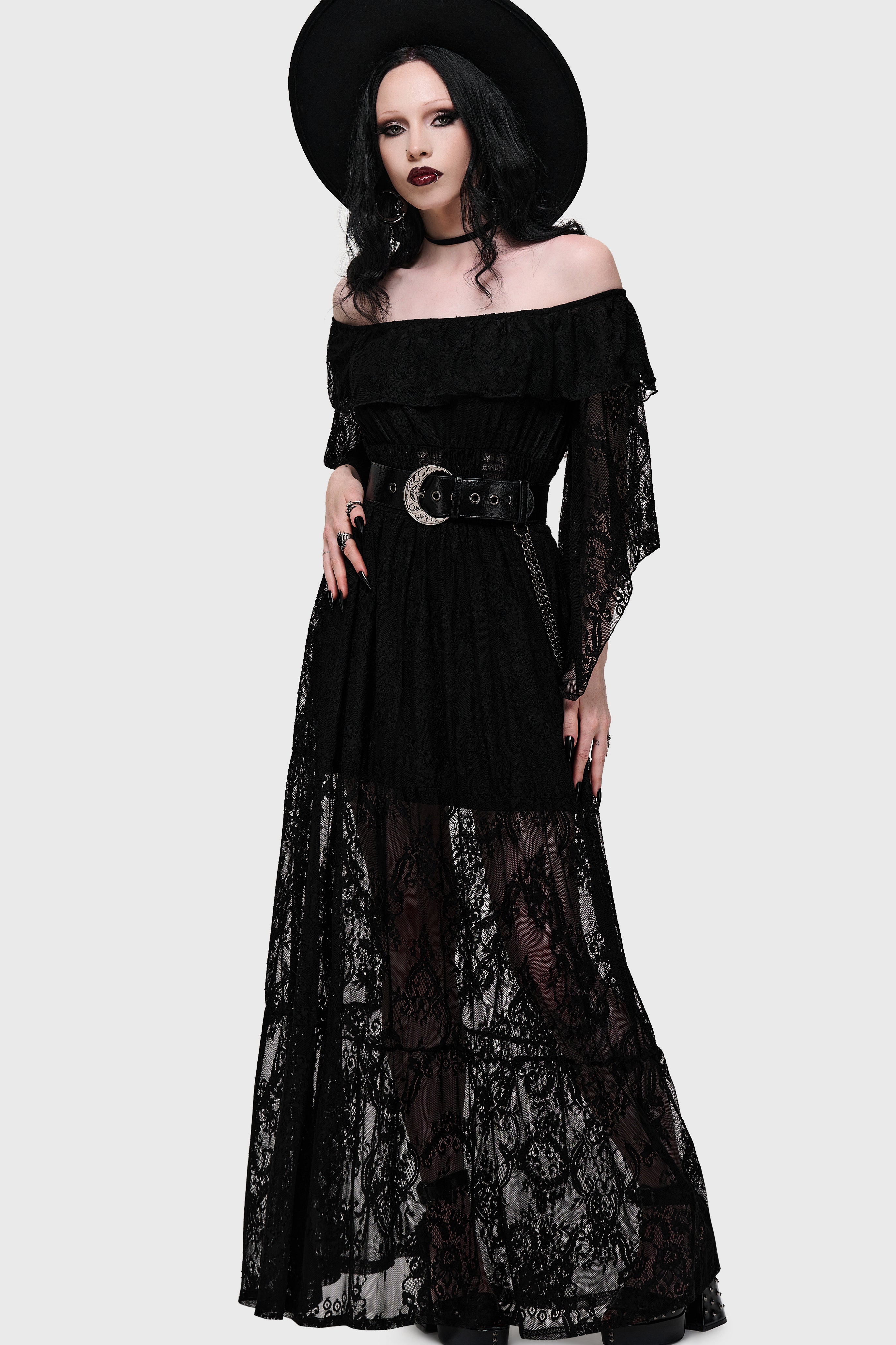 theredthread S cutting lace dress wh×bk Twilight Seraph Maxi Dress ‐ KILLSTAR