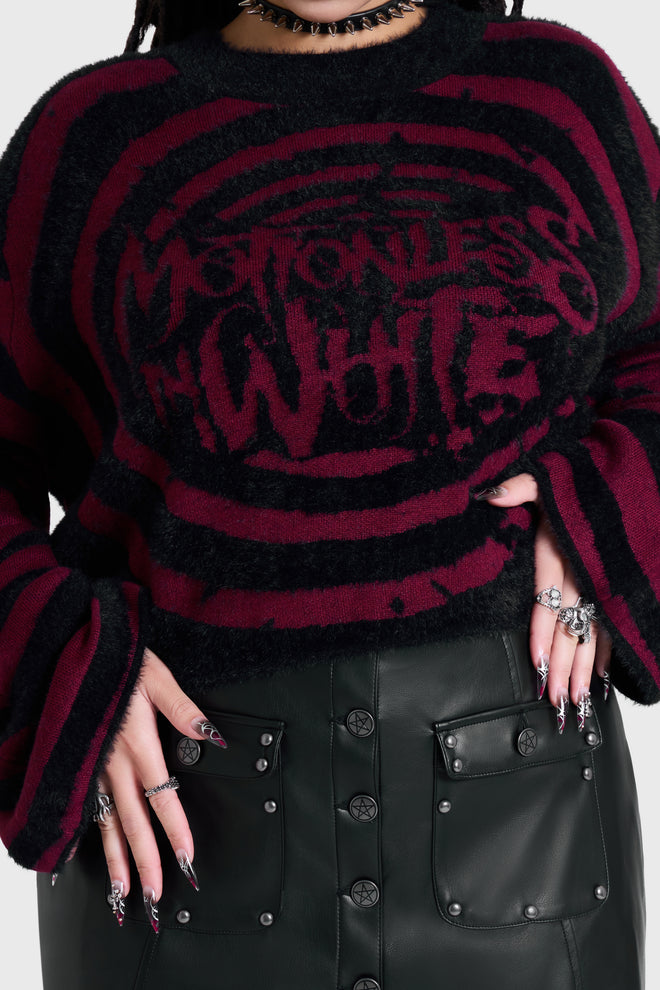 VOICES SPIRAL CROP KNIT SWEATER