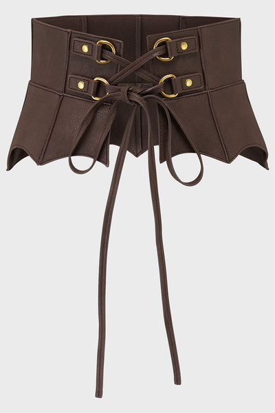 Wetland Bat Peplum Corset [BROWN]
