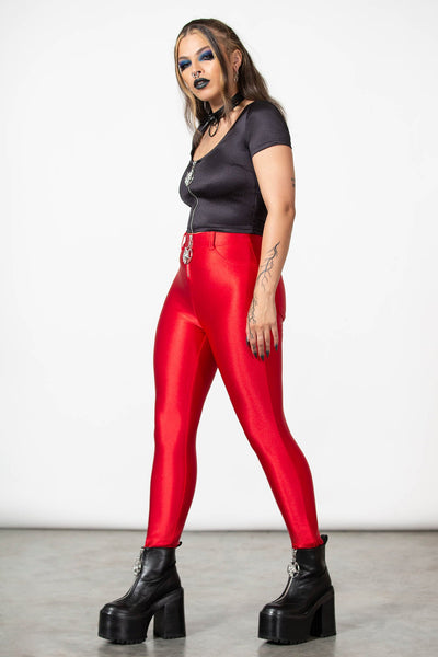 Red cheap latex jeans