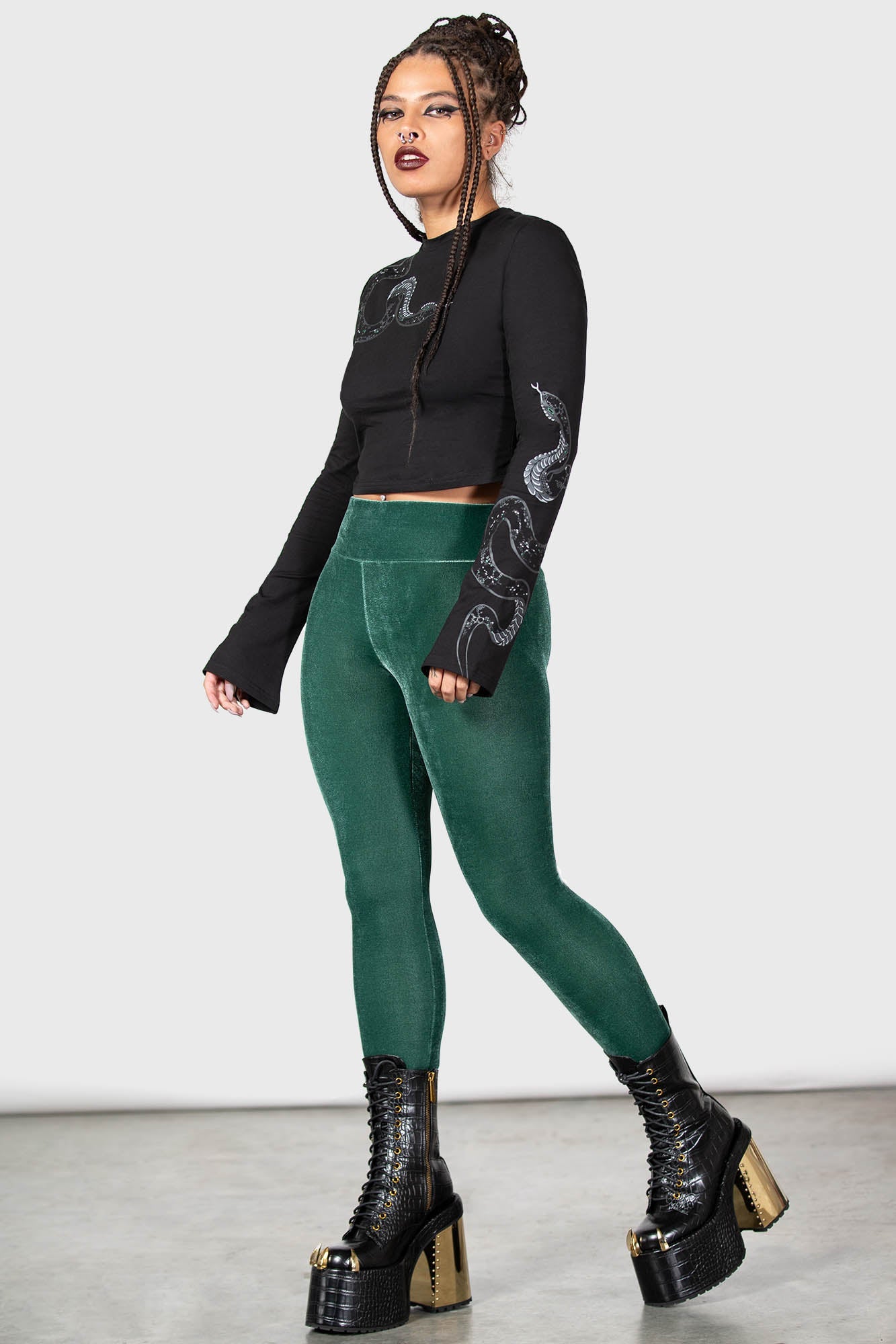 High Waisted Midi Legging Forest Green-Copper Camo Dust - Alexandrite  Active & Golf Wear