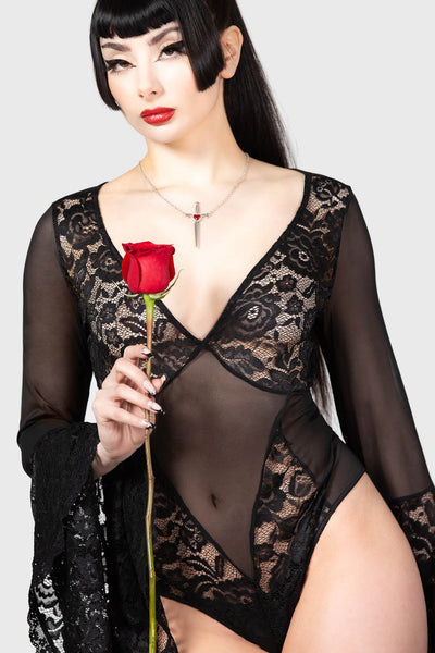 Out From Under Harlow Sheer Mesh Corset Bodysuit