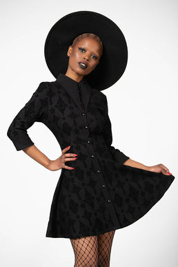 Vanda Flocked Collar Dress Resurrect